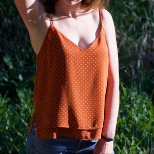 Burnt Orange Polka Dot Tank - Forever 21